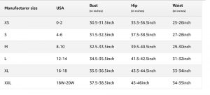 good energy swimsuit size chart